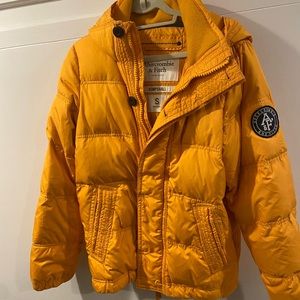 RARE ABERCROMBIE AND FITCH KEMPSHALL YELLOW DOWN JACKET ski Snow Small puffer
